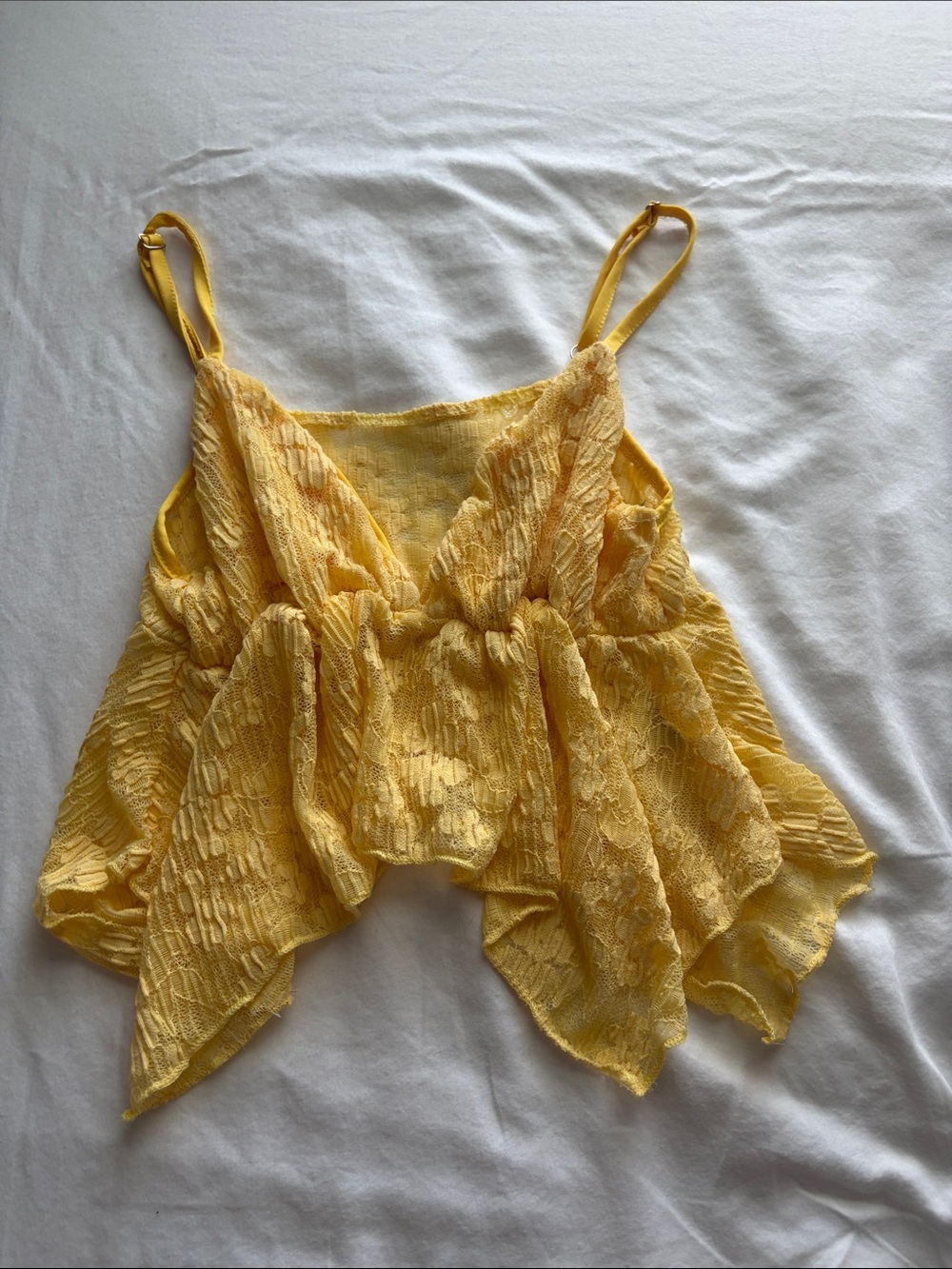 Yellow Lace Ruffle Top